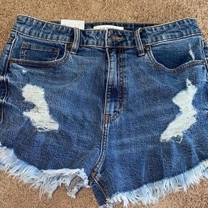 HIGH RISE DISTRESSED JEAN SHORTS